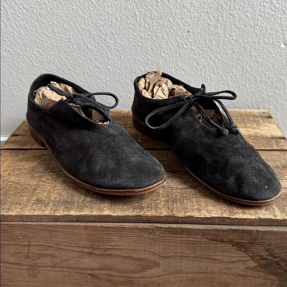 Jeffrey Campbell 'Prieto' Open Oxford Suede Grey Brown Low Heeled Flats sz 9 - Picture 2 of 8